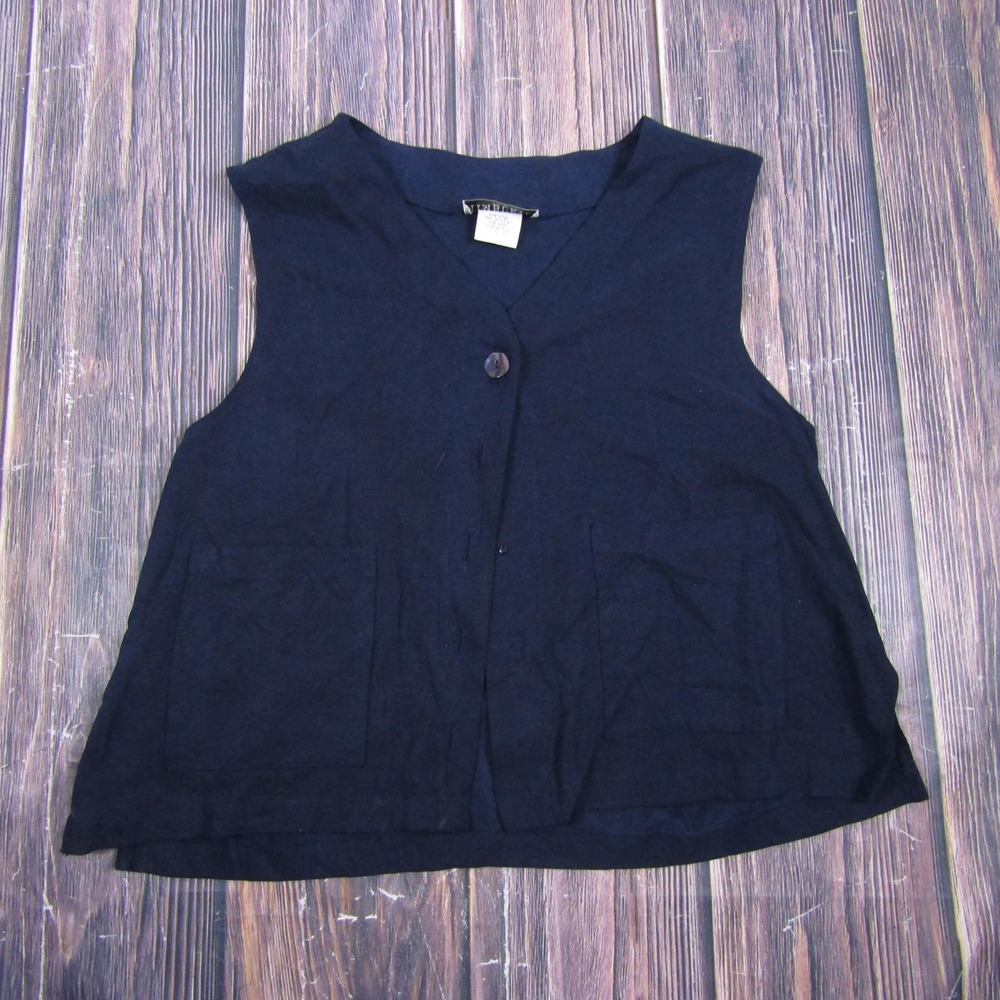 Timbuktu Station Vest Juniors 3 Navy Blue Cotton‎ Collarless Pockets USA